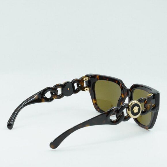 Versace VE4409 108/73 Sunglasses Dark Havana Square Frame, Brown Lenses - Picture 10 of 11